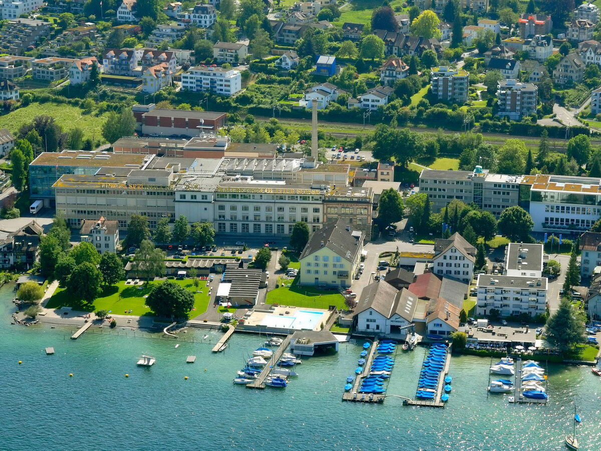 A top-down view of a factory.